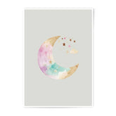 Watercolor Moon Photographic Prints, Nursery Wall Art, Celestial Decor, Moon and Stars Print, Baby Room Decor, Dreamy Art - Tawshia